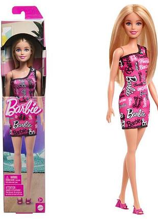Лялька barbie hrh07 "супер стиль" блондинка у брендованій сукні barbie fashion and beauty
