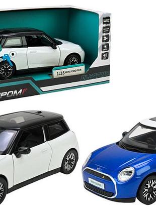 Машина металева 68739 1:36 mini cooper, на батарейки, світло, звук, відкриваються двері, капот, багажник у коробці 20x9x9 см
