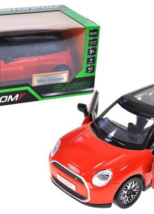 Машина металлическая 68740(o) 1:28 mini cooper, на батарейки, свет, звук, открываются двери, коробка 18x9x8 см автопром