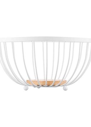 Металева фруктовниця ardesto midori ar0904w кошик 25х25х13 см з деревом білий
