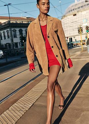 Куртка zara из 100% замшевой кожи