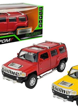 Машина металлическая 68321 1:32 hummer h3, на батарейки, свет, звук, открываются двери, коробка 18x9x9 см автопром