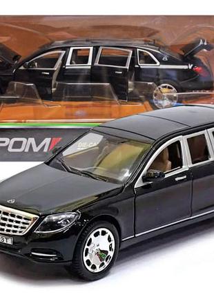 Машина металева 7686 "автопром" 1:24 mercedes benz maybach, 2 кольори, на батарейки, світло, звук, відкриваються двері, в коробці
