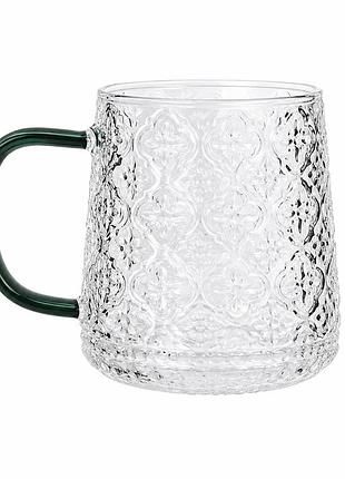 Чайна чашка antique gk-5906 500 мл з боросилікатного скла стильна прозора кружка