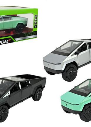 Машина металева ap7725 tesla pickups, 1:24 батарейка, світло, звук, відкриваються двері,коробка р. 28x16x12,8см автопром