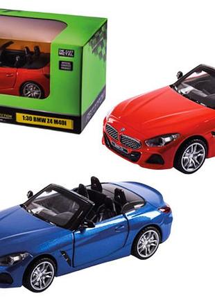 Машина металлическая 68412 "автопром", 2 цвета, 1:30 bmw z4 m40i, на батарейки, свет, звук, открываются двери, в коробке р.