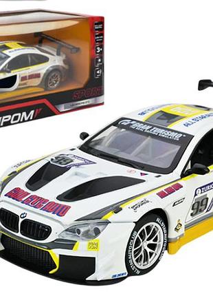 Машина металлическая "автопром" 68278a(w) 1:24 bmw m6 gt3, батарейка, свет, звук, открываются двери, кор. 24,5*12см