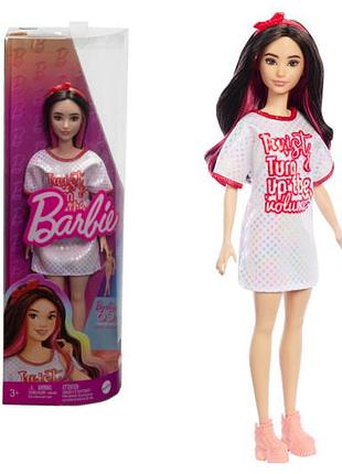Кукла barbie "модница" в блестящем платье-футболке hrh12