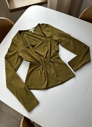 Оливкова кофта лонгслів h&m розмір s хакі