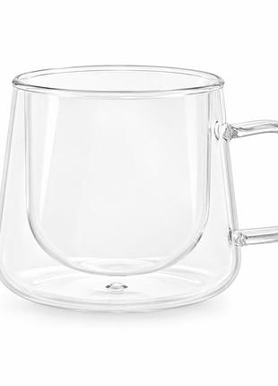 Чашка с двойными стенками macchiato gk-5721 230 мл из боросиликатного стекла термостойкая стеклянная прозрачный