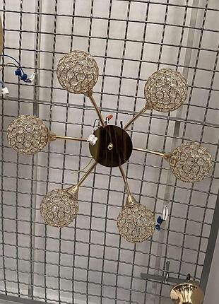 Люстра потолочная levistella 721 x 88146-6 gd на 6 плафонов в золотом цвете с хрустальными плафонами