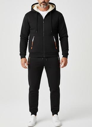 Костюм чоловічий чорний спортивний утеплений xl/2xl.