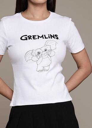 Футболка з малюнком, футболка бавовна біла з принтом футболка с рисунком gremlins