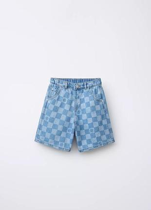 Джинсові бермуди в шахматну клітинку zara
