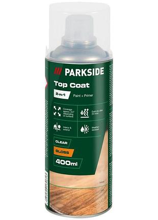 Прозрачный лак-грунт parkside top coat 2-в-1, глянцевый, 400 мл parkside