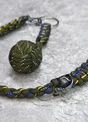 Подарунковий набір ланьярд сова та брелок кулак мавпи, паракорд, мельхіор, ручне лиття, під замовлення