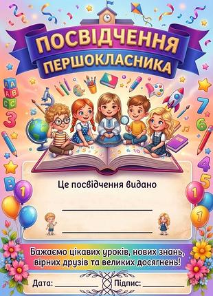 Удостоверение для первоклассника на 1 сентября