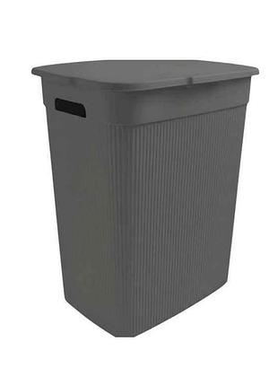Корзина для белья 40л серая с крышкой из/руба. тм elif plastik
