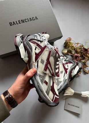 Белые мужские кроссовки balenciaga runner white burgundy grey x баленсиага 45