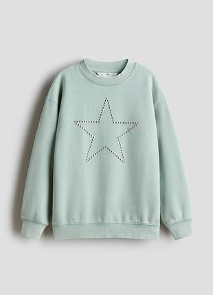 10-12/12-14/14+ р h&m новий фірмовий світшот батнік кофта дівчинці підлітку виварений зірка