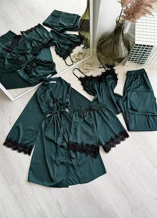Женский комплект четверка халат майка шорты eleanor collection s зеленый