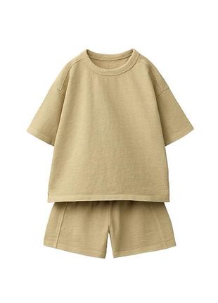 Костюм літній zara шорти футболка оверсайз набір комплект бежевий