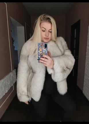 Шуба из натурального меха песца вуаль шубка олдмани