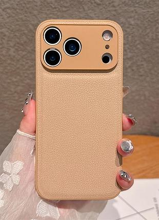 Чохол для iphone 17 pro протиударний з текстурою шкіри хаки песочний