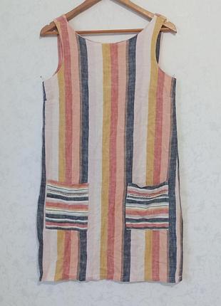 Сарафан, плаття льон в смужку. eur. 38, uk.10