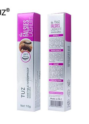 Водостойкая черная тушь для ресниц tuz ( пушистая кисть) 10г