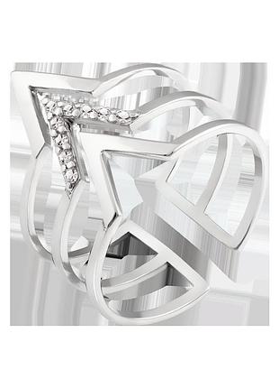 Серебряная кольца фаланговая тройное v с белыми фианитами