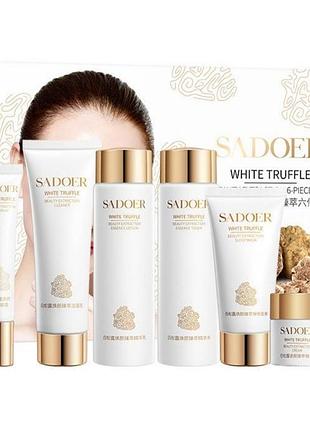 Подарочный люксовый набор уходовой косметики для лица с белым трюфелем sadoer white truffle 6в1