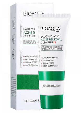 Очищаюча пінка із саліциловою кислотою від акне bioaqua salicylic acid acne removal cleanser 100 г