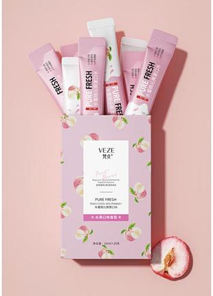 Набір ополіскувачів для ротової порожнини з персиком veze mouthwash peach cool 10мл*20 стіків