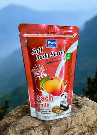 Антицеллюлитный скраб-соль для тела yoko gold peach+milk персик и молоко, 350 грамм