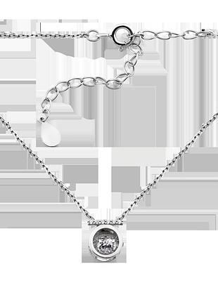 Серебряное колье минималистичное яркое божья коровка с цепочкой