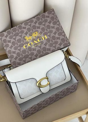 Женская сумка coach tabby бело-пудровый гладкий коуч через плечо