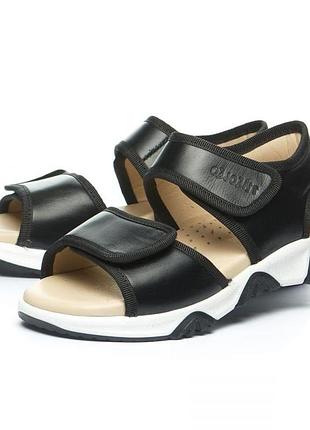 Босоножки ортопедические для мальчика theo leo 1426-black черный, размер 26 (17 см.)