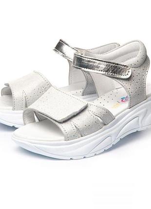 Ортопедичні босоніжки для дівчаток theo leo 1265white білий, розмір 37 (24 см.)