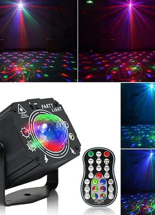 Мини-дискокуля (party light) с комбинированным эффектом led-подсветка, лазера и стробоскопа, портативная сценическая