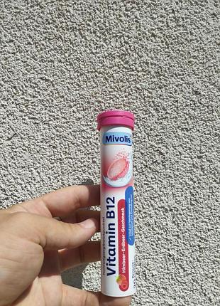Шипучі таблетки mivolis vitamin b12 20 таблеток 82 г – вітамін b12 без цукру, малина-полуниця