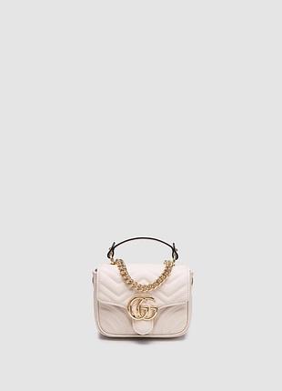💎 gucci gg marmont mini top handle bag in white