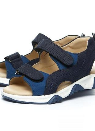 Босоніжки ортопедичні для хлопчика theo leo 1424-blue синій, розмір 36 (23 см.)