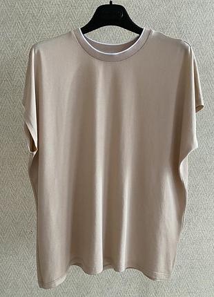 Жіноча футболка globus essentials бавовна + модал, бежева, oversize, l