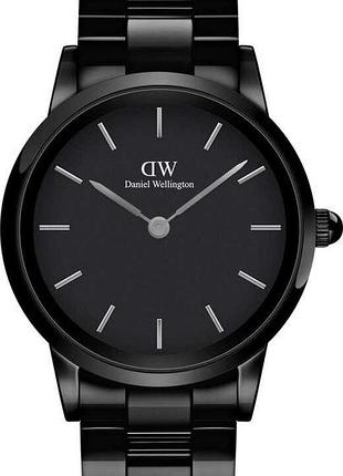 Годинник жіночий daniel wellington iconic link ceramic dw00100415 керамічний корпус wr 30 м чорний циферблат