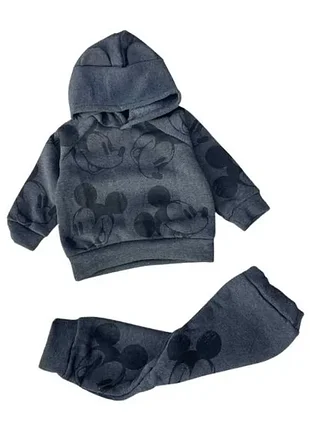 Костюм толстовка с брюками для мальчика с принтом mickey детский теплый комплект одежды 74/80см