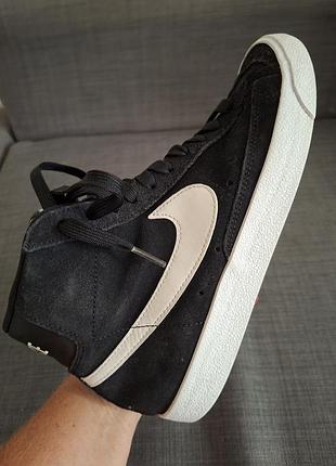 Чорні високі замшеві кросівки nike blazer mid '77 suede розмір 40,5