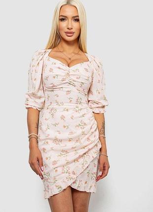 Платье женское однотонное с принтом, цвет розовое, 244r0435 s, 44, s