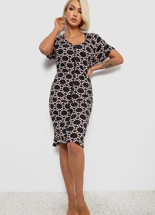 Халат жіночий на блискавці в горох, колір чорний, 257r1030-3