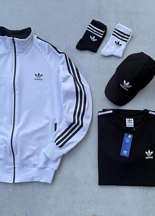 Спортивний костюм набір adidas білий/чорний на весна/літо/осінь